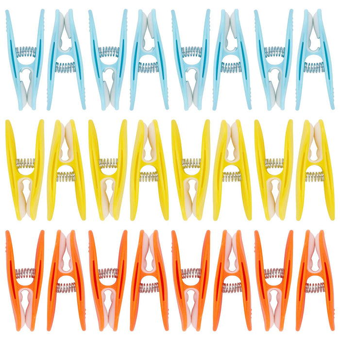 Multi Plastic Soft Touch Clothes Pegs - Pack of 24 - By Ashley