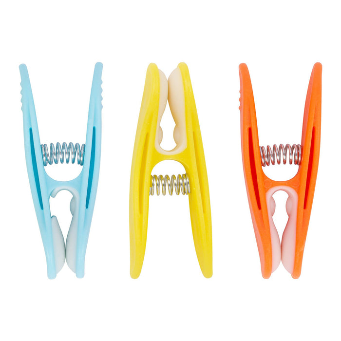 Multi Plastic Soft Touch Clothes Pegs - Pack of 24