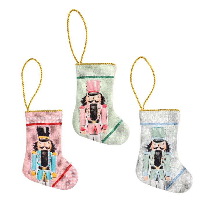 NEEDLEPOINT NUTCRACKER STOCKING ORNAMENT