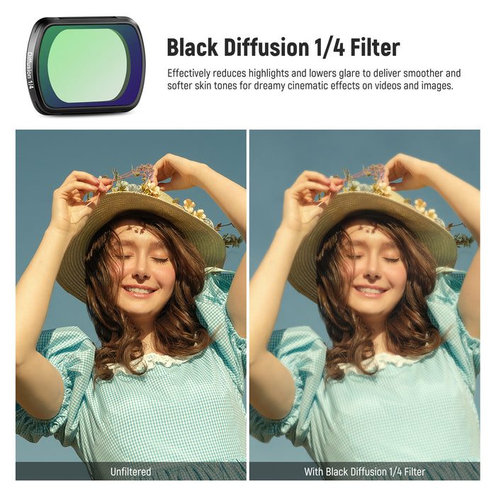 NEEWER FL-42 4-Pack Magnetic ND & Black Diffusion 1/4 Filter Kit for Pocket 3 / Pocket 4 & Xtra Muse
