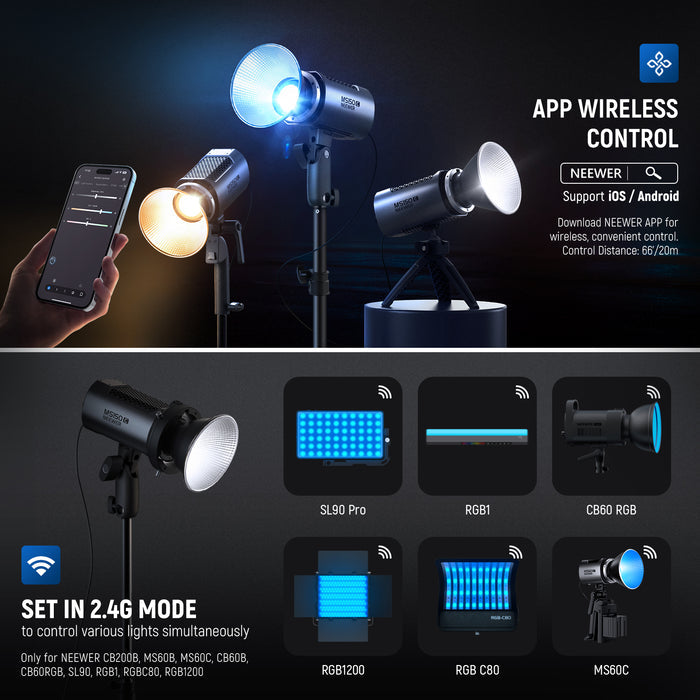 Methods for Controlling NEEWER MS150C 150W Mini RGB Light
