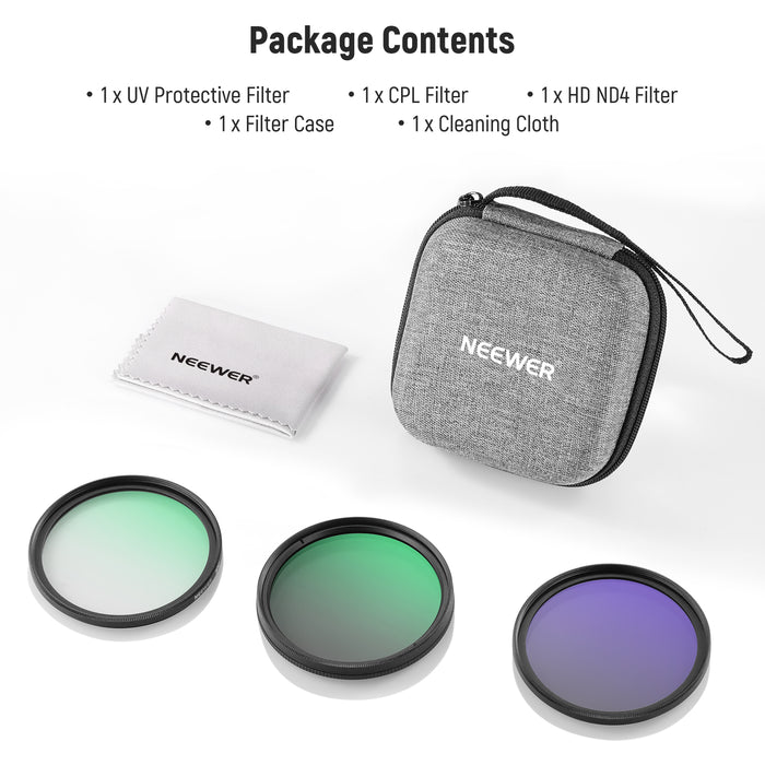 NEEWER NW SERIES A UV&CPL&ND4 Lens Filter Kit