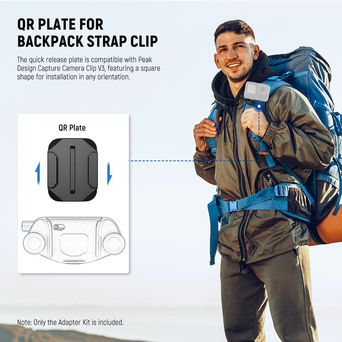 NEEWER QR016 Backpack Strap Mount Adapter features a square shape for installation in any orientation.