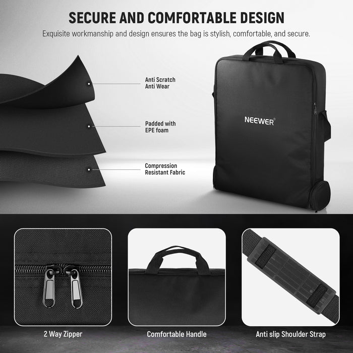 NEEWER RU-009 Ring Light Carrying Bag features a secure and comfortable design.
