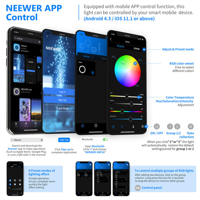 NEEWER SRP16 APP Control 16-inch LED Ring Light