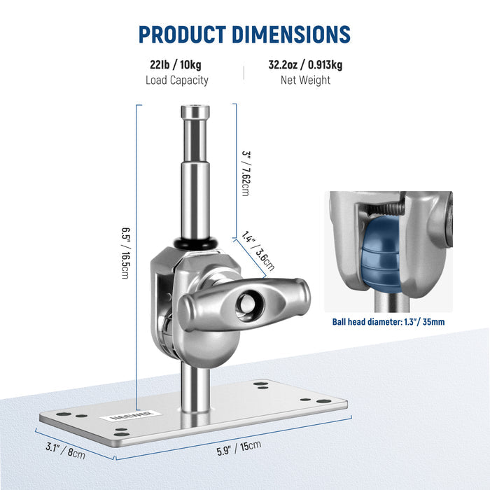Product dimensions of the NEEWER ST-WM2 6.5 Inch Wall Ceiling Mount