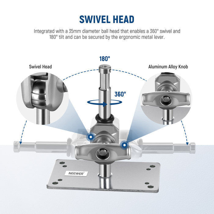 NEEWER ST-WM2 6.5 Inch Wall Ceiling Mount is integrated with a 35mm diameter ball head