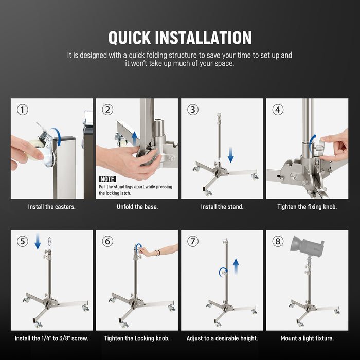 Methods for Installing NEEWER ST98SS Heavy Duty Light Stand