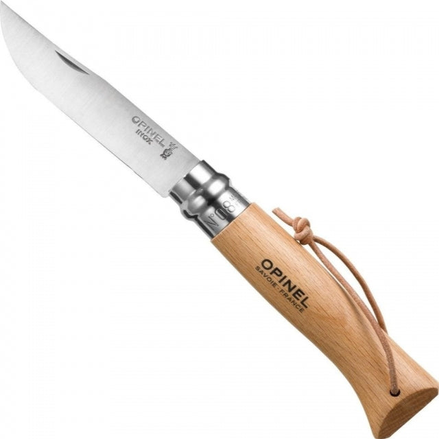 Opinel No.08 Stainless Steel With Leather Lanyard