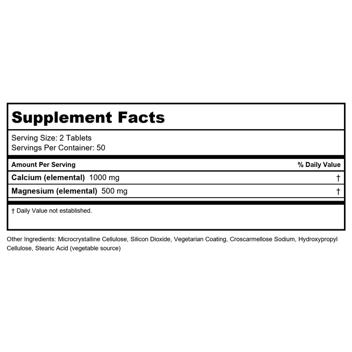Now Foods Calcium & Magnesium 100 Tablets - 1270 - Supplement Facts panel