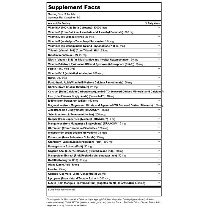 Now Foods Eve Women's Multiple Vitamin 180 Softgels - 3803 - Supplement Facts panel