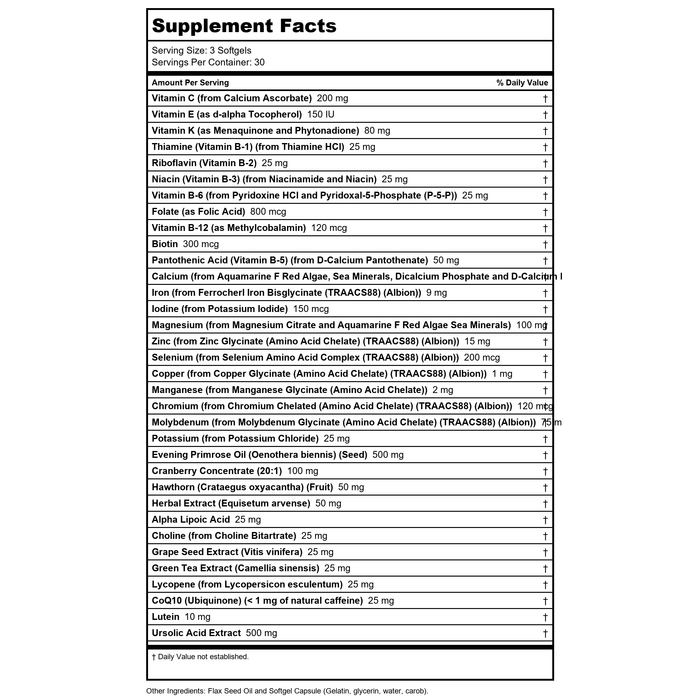 Now Foods Eve Women's Multiple Vitamin 90 Softgel - 3802 - Supplement Facts panel