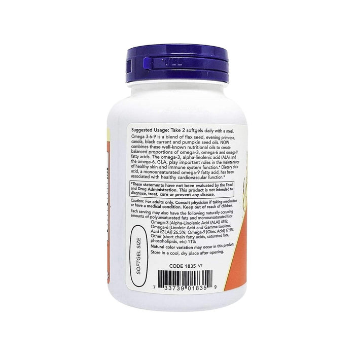 Now Foods Omega 3 - 6 - 9 1000 mg 100 Softgels - 1835 - The Oasis of Health