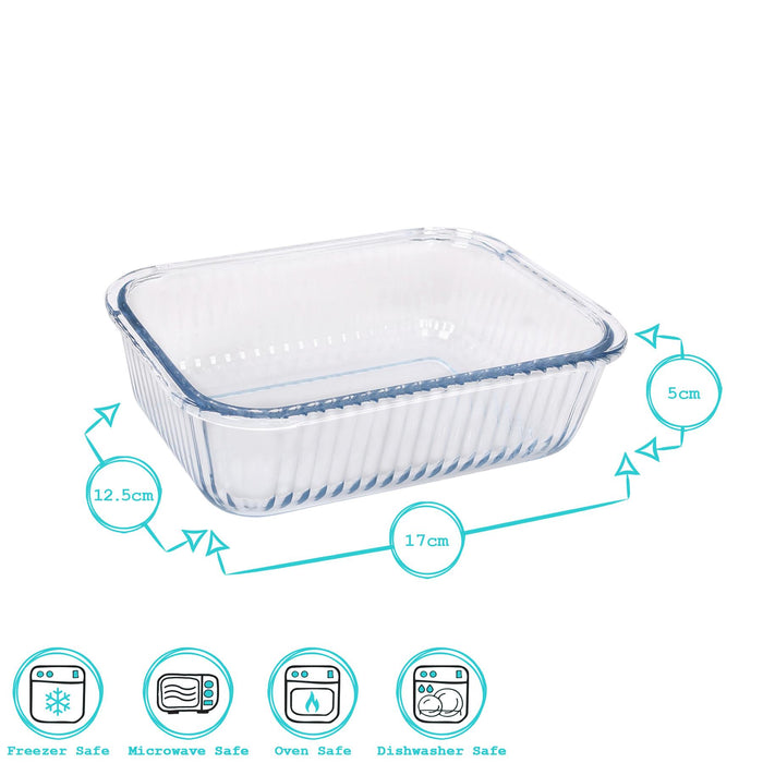 Optical Rectangular Glass Cake Dish - 17cm x 12.5cm