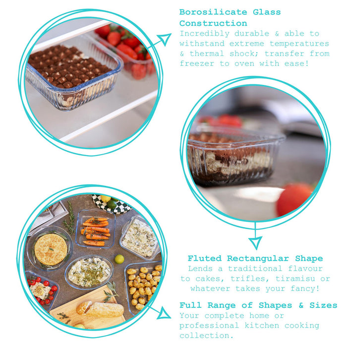 Optical Rectangular Glass Cake Dish - 20cm x 15cm