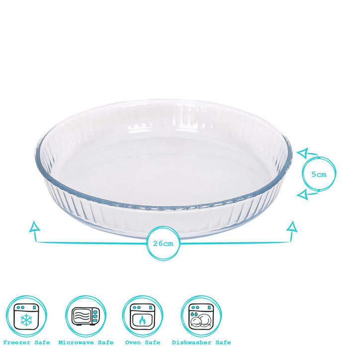Optical Round Glass Oven Dish - 26cm x 26cm