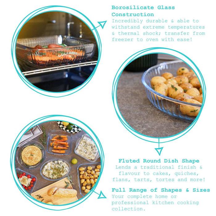 Optical Round Glass Oven Dish - 32cm x 32cm