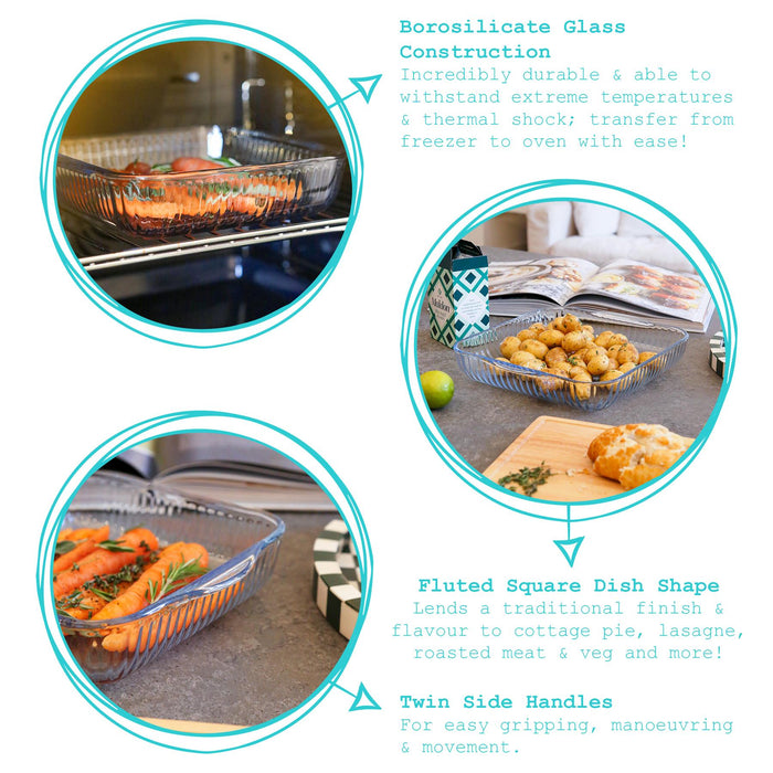 Optical Square Glass Oven Dish - 24cm x 21cm