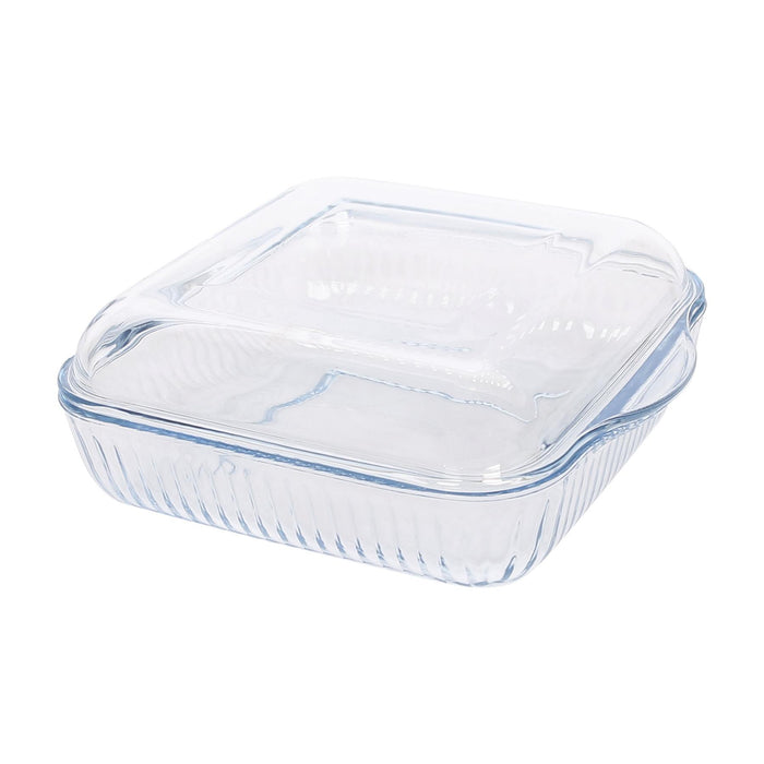 Optical Square Glass Oven Dish with Lid - 24cm x 21cm
