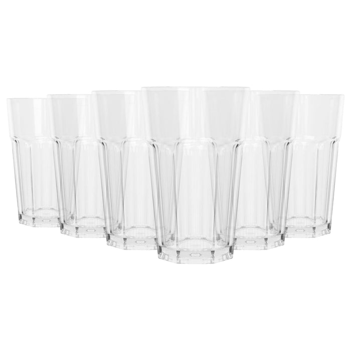 400ml Reusable Plastic Highball Glasses - Pack of 6 - By Argon Tableware