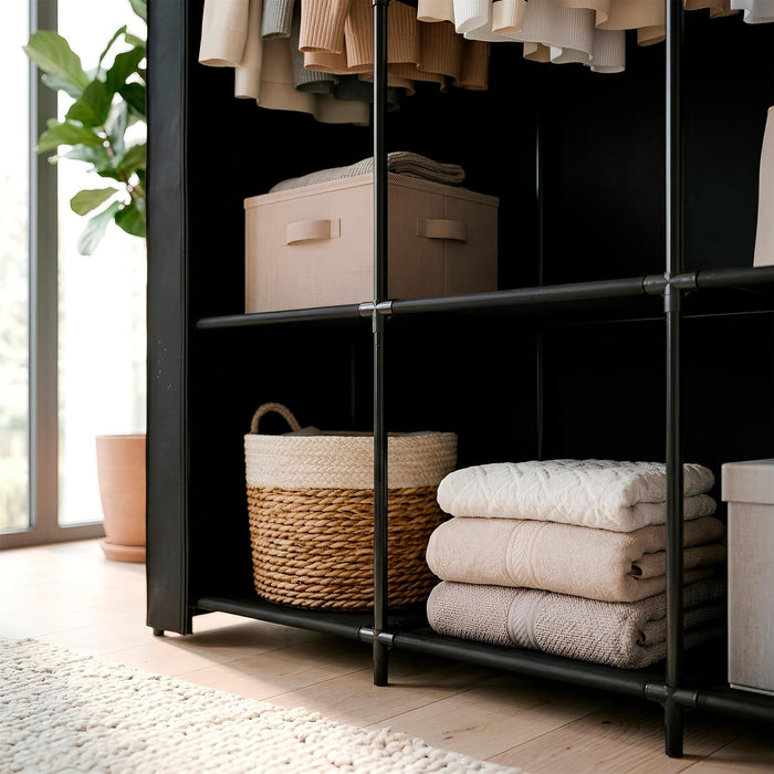 Portable Fabric Wardrobe - 130 x 45 x 167cm - Black