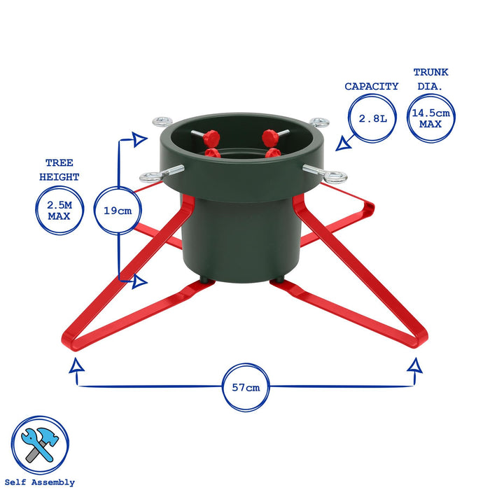 Premium Green & Red Christmas Tree Stand - Large