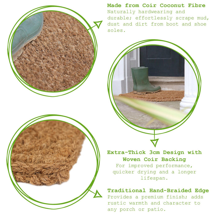 Premium Handmade 60cm x 40cm Coir Doormats - Pack of Two