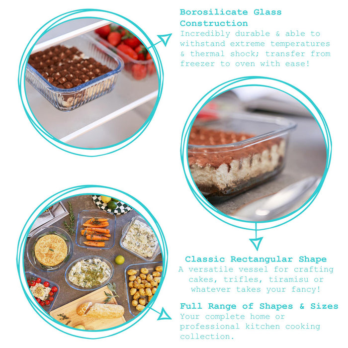 Rectangular Glass Cake Dish - 20cm x 15cm