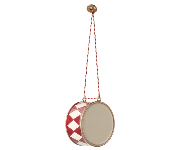 *RESTOCK* Metal ornament, Large drum - Red