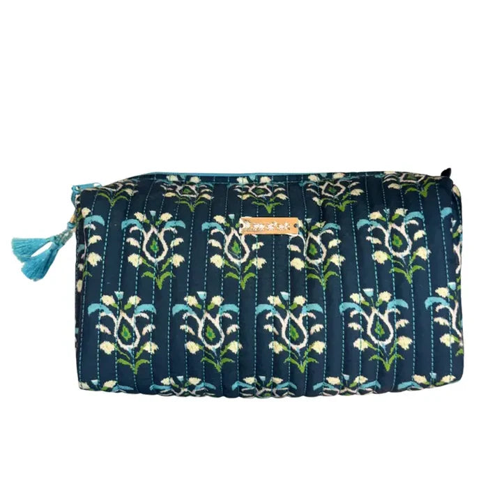 ROSEMARY INDIGO LARGE COSMETIC BAG