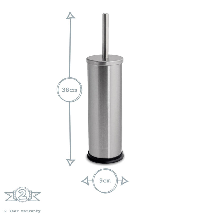Round Brushed Stainless Steel Toilet Brush & Holder