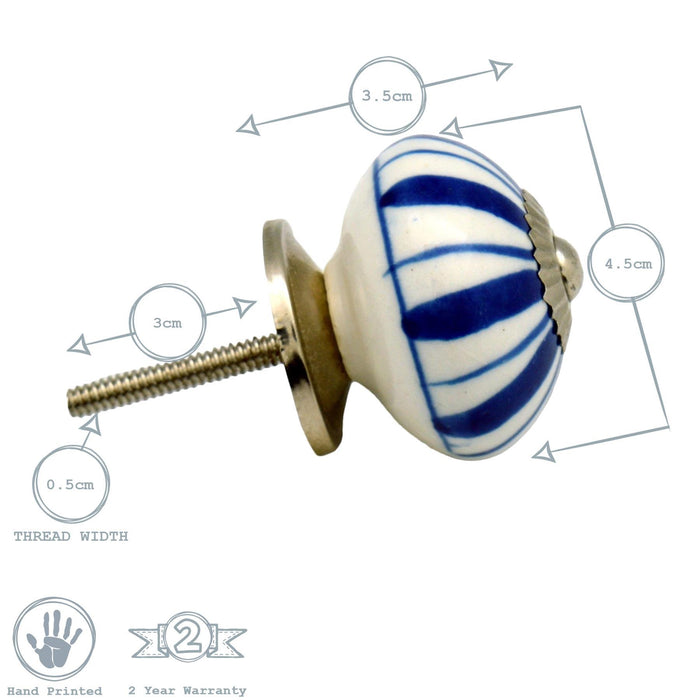 Round Ceramic Cabinet Knobs - Flower - 9 Colours