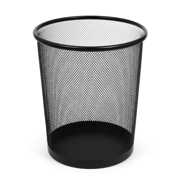 Round Metal Waste Paper Bin - Black