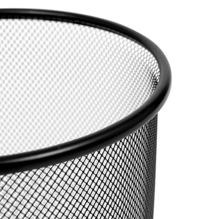 Round Metal Waste Paper Bin - Black