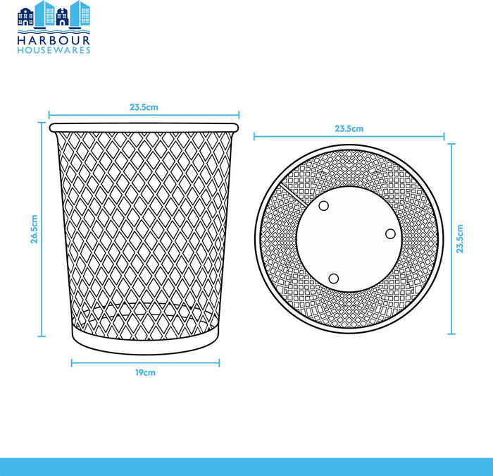 Round Metal Waste Paper Bin - Black