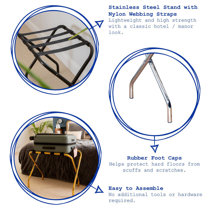 Silver Folding Metal Luggage Rack