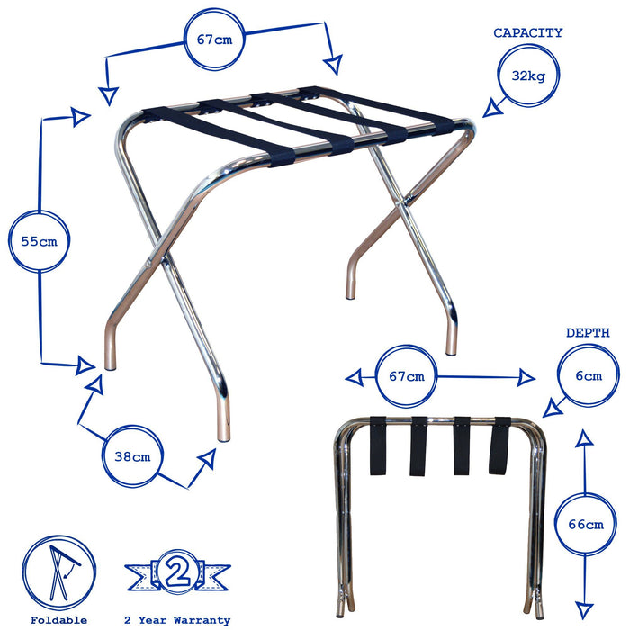Silver Folding Metal Luggage Rack