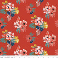 Single Layer Cotton Blanket - Wild Rose Floral Red Cotton