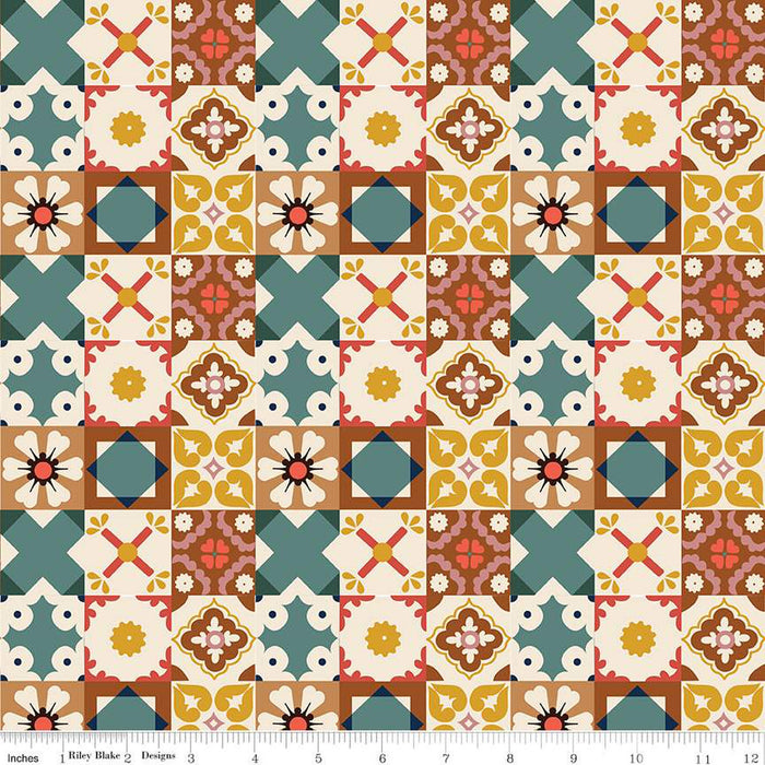Single Layer Cotton Blanket - Wild Rose Tiles Multi Cotton