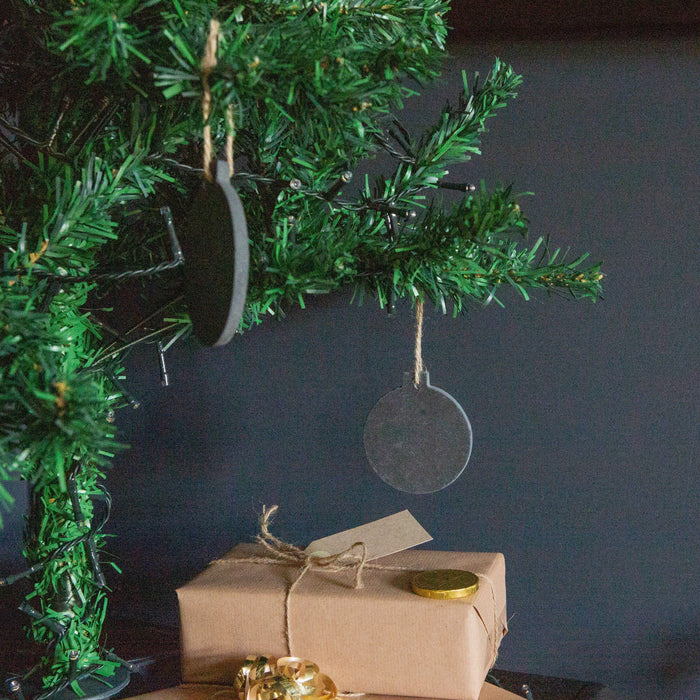 Slate Bauble Christmas Tree Decoration - Pack of Six