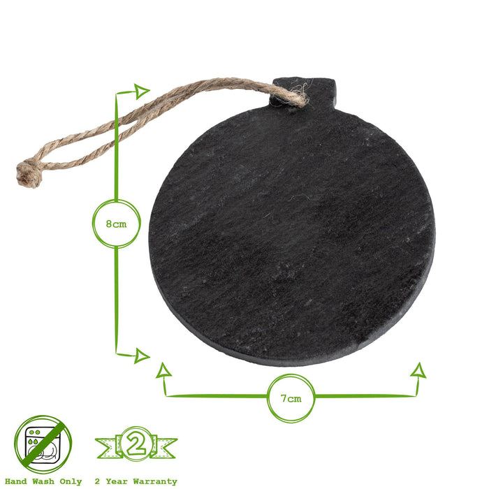 Slate Bauble Christmas Tree Decoration - Pack of Six