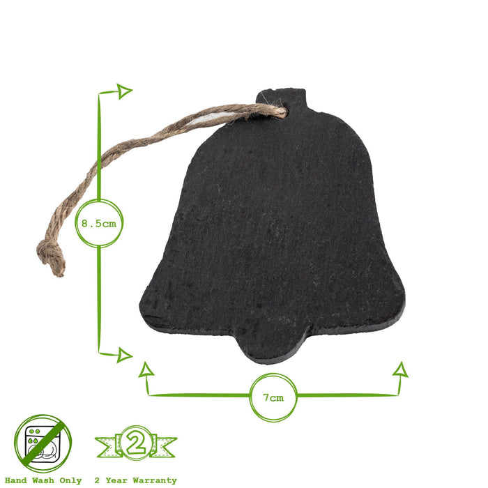 Slate Bell Christmas Tree Decoration - Pack of Six