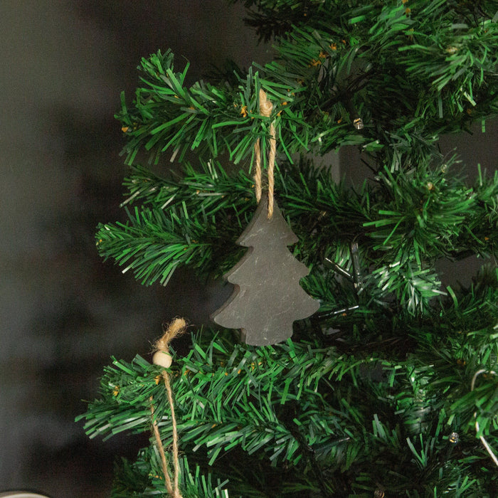 Slate Christmas Tree Decoration - Pack of Six