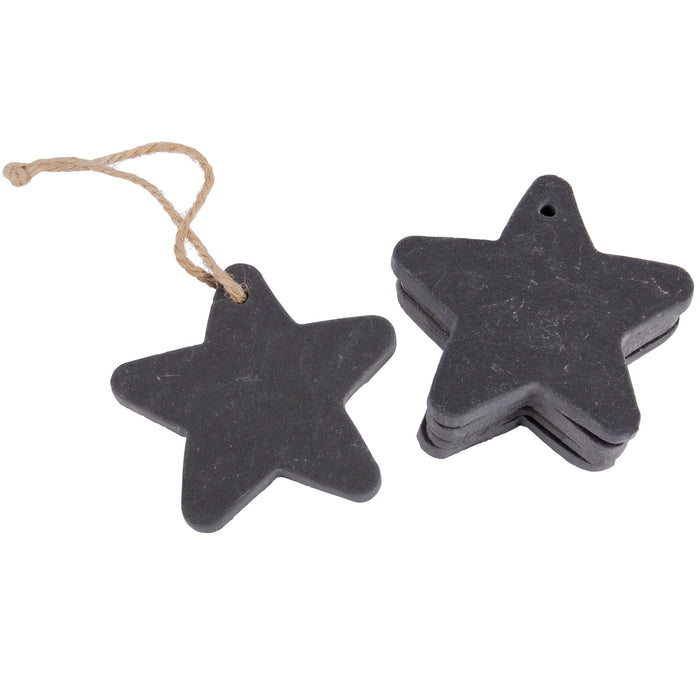 Slate Star Christmas Tree Decoration - Pack of Six