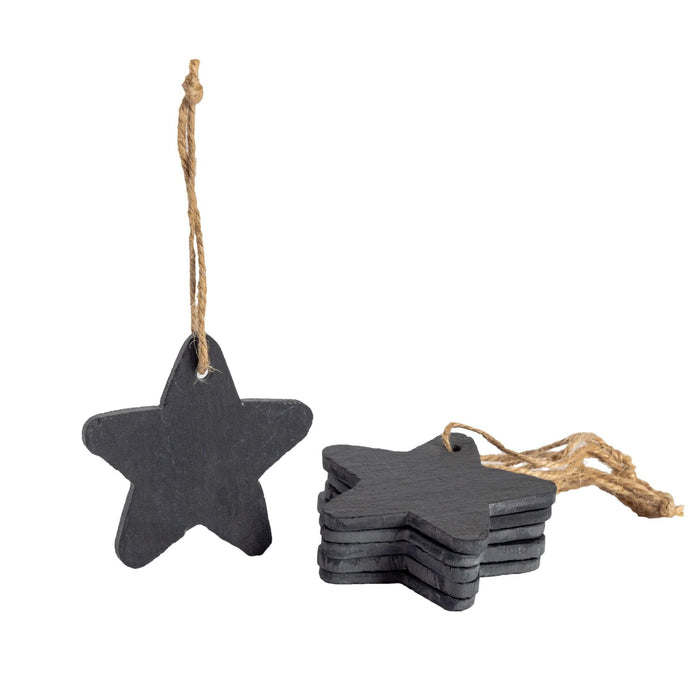 Slate Star Christmas Tree Decoration - Pack of Six