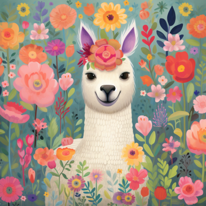 Smiling Llama In Flowers