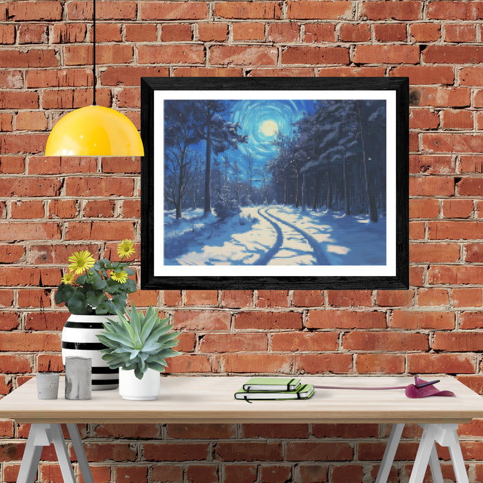 Snowy Forest Path Tall Trees