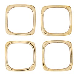 SQUARE BRASS NAPKIN RINGS, SET OF 4