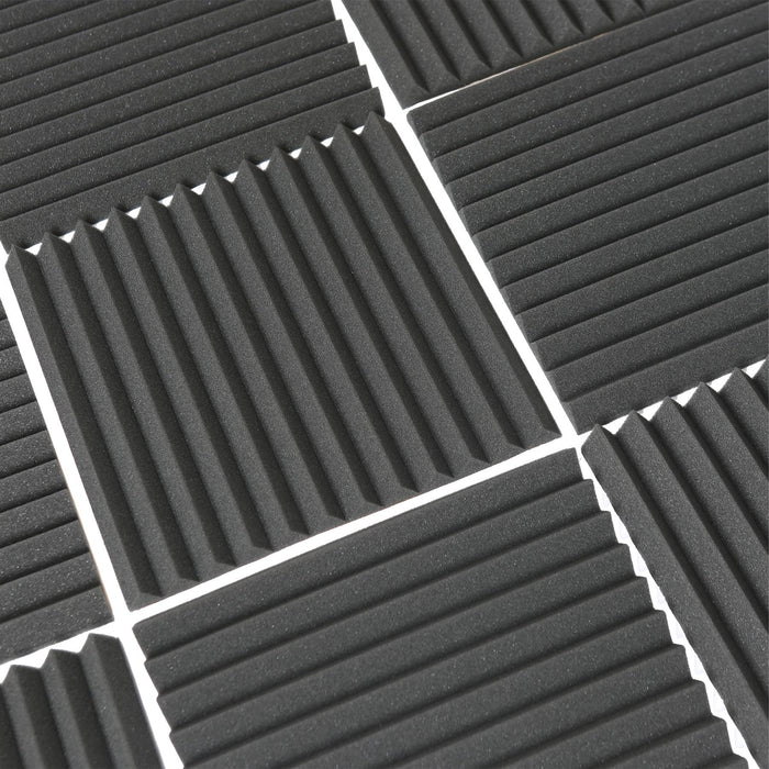 Square Foam Acoustic Panels - 2.5 x 30 x 30cm - Black - Pack of 12