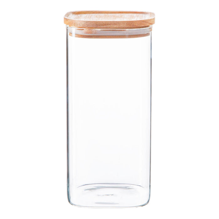 1.5L Square Glass Storage Jar with Wooden Lid - By Argon Tableware